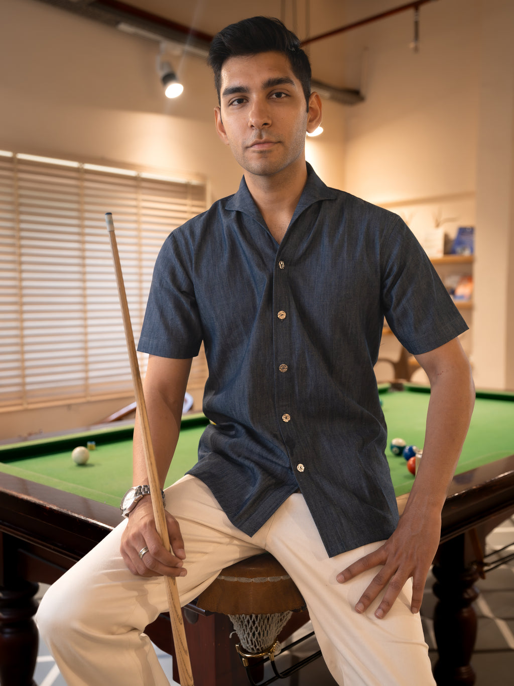 Cooper collar denim shirt