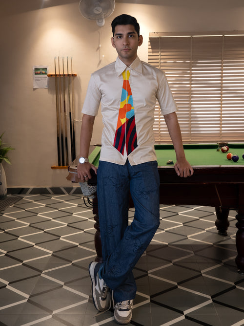 Tie Embroidery Shirt
