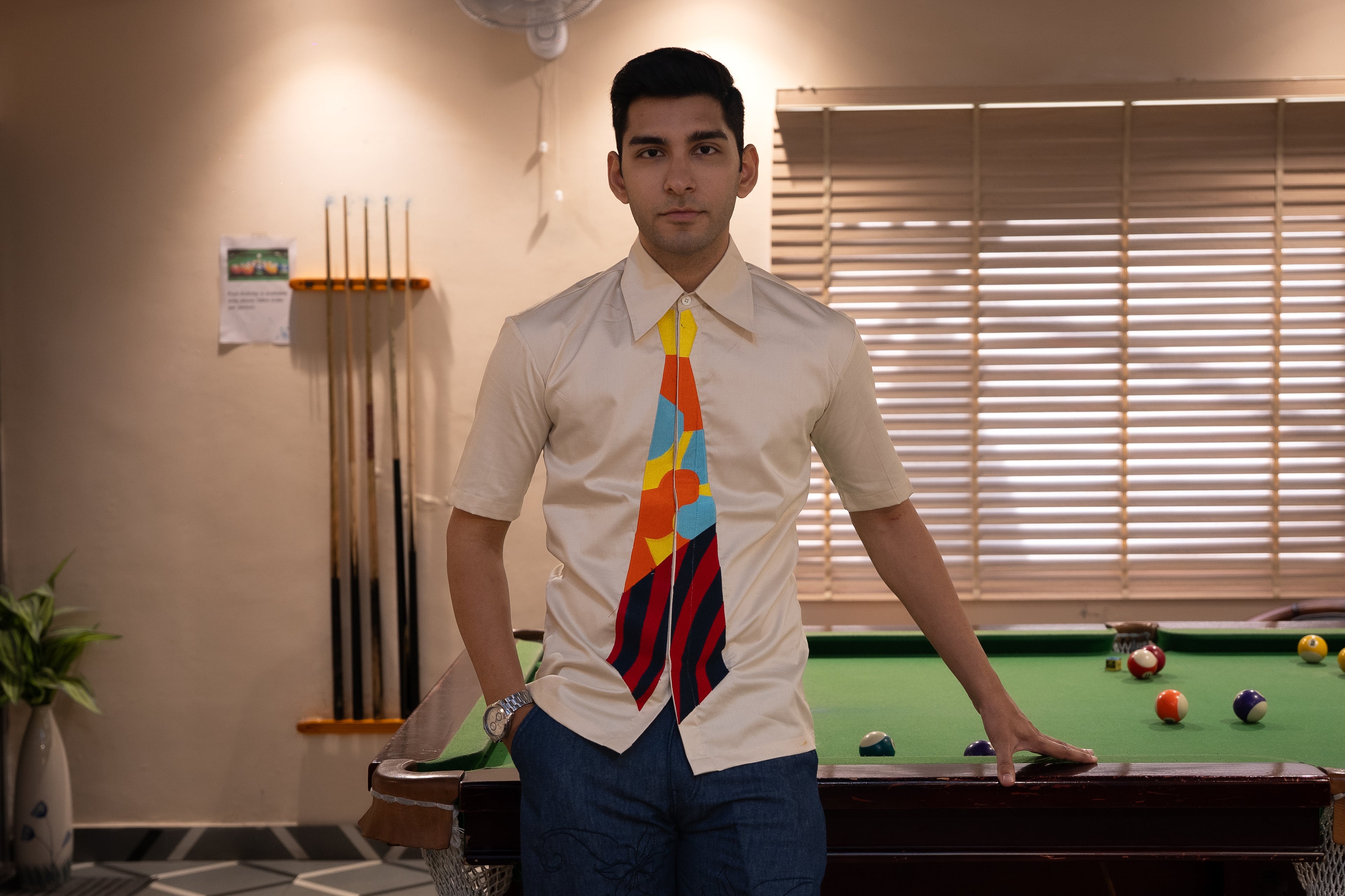 Tie Embroidery Shirt